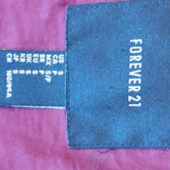 Forever21 soft plush teddy crew neck zip up jacket/size S /beautiful burgundy - Picture 10 of 10